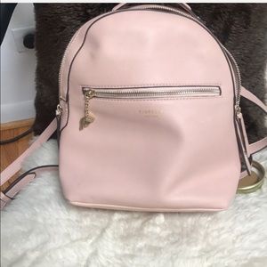 Light pink vegan leather mini backpack